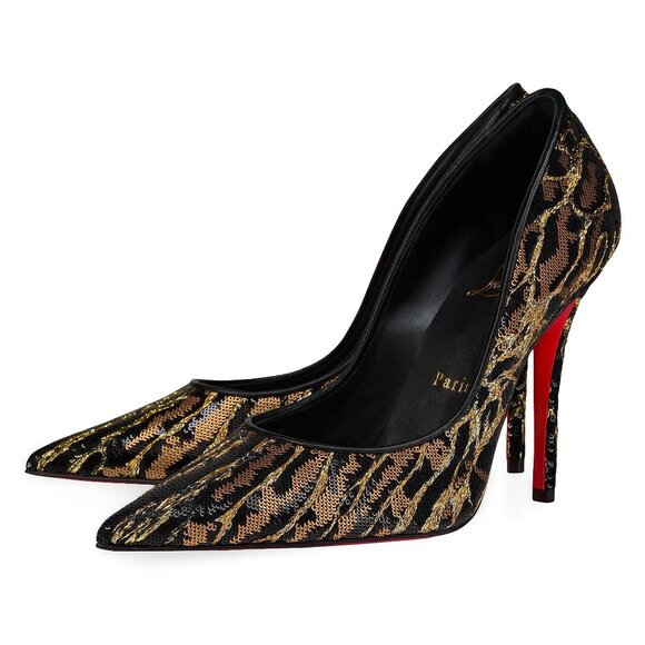 Christian Louboutin MISS Z OCELOT 100 Sequin Leopard Heels Pumps Shoes